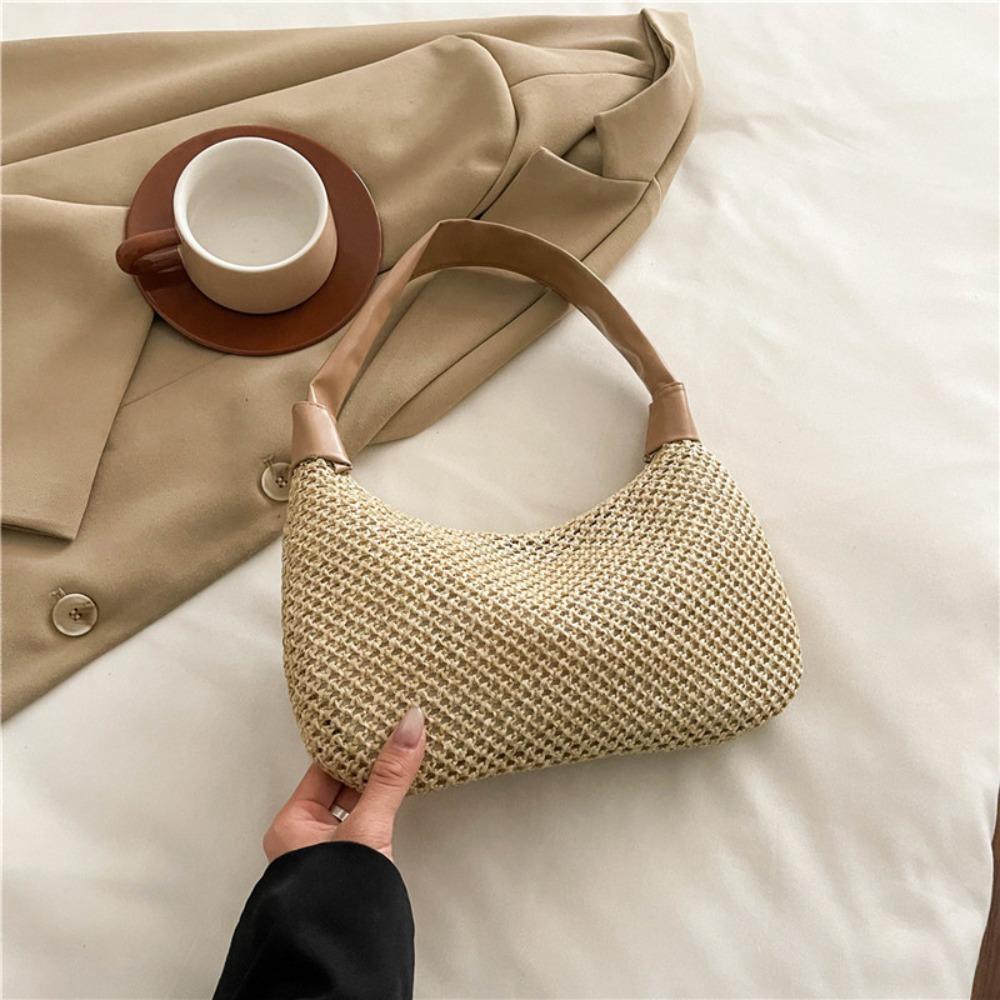 Leisure Weave Straw Bag Summer Beach Handbag Trendy Straw Shoulder Bag  Women