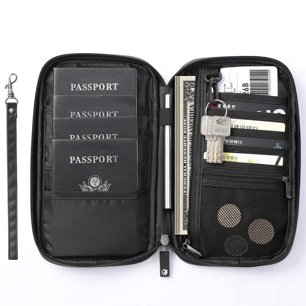 VanFn RFID Travel Passport Family Passport Trip Document A Nylon One Modern Fit Wallet, Holder, Organizer, P.Travel Series, - - Black, Size,