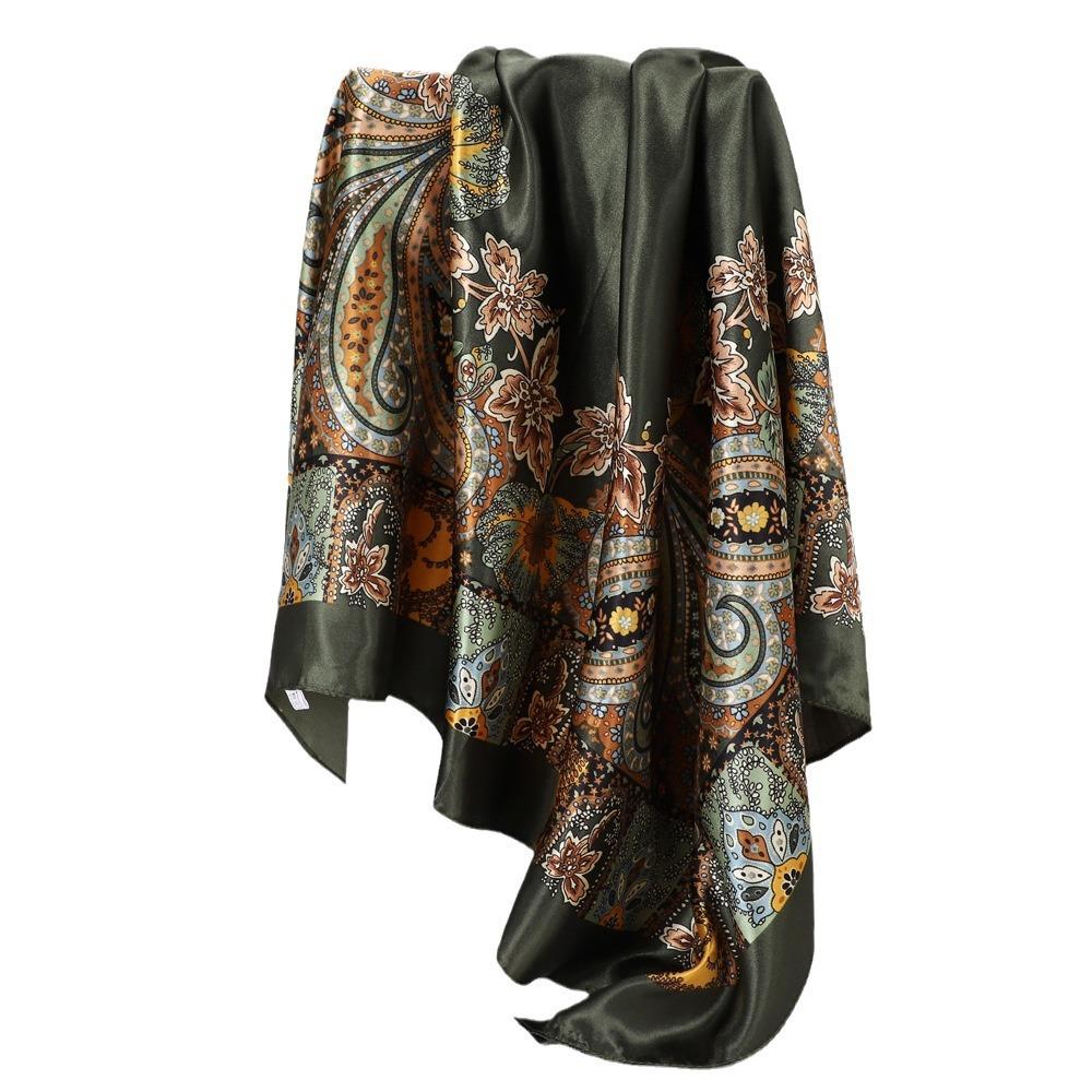 Cashew Printed Silk Scarf for Women European and American Trendy Versatile Shawl Sedon Headscarf Square Scarf