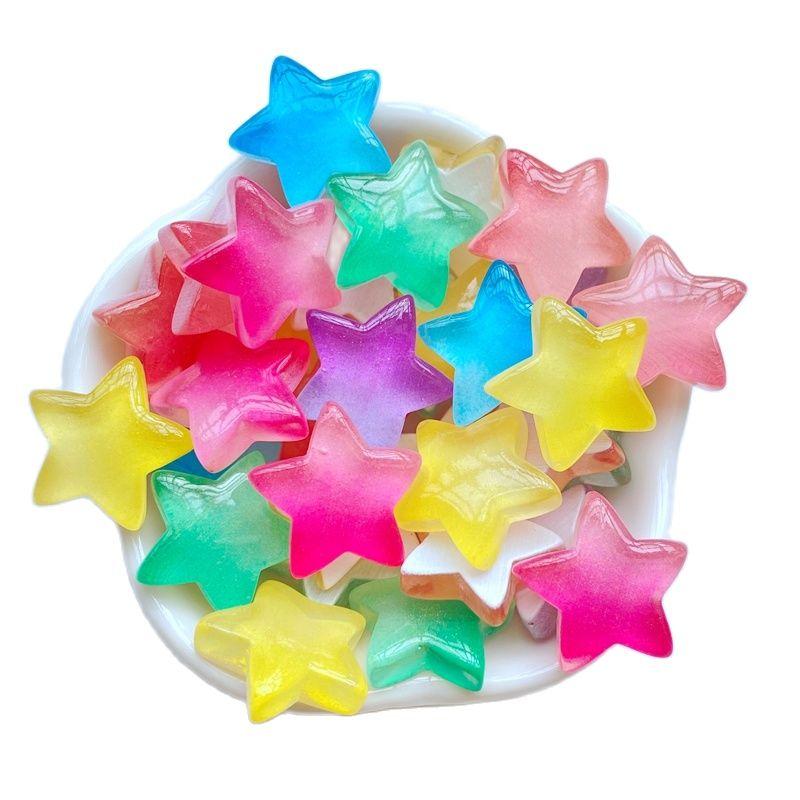 20Pcs New Cute Mini 18mm Bright Five Pointed Star Flat Back Resin Scrapbooking DIY Jewelry Craft Decoration Accessorie