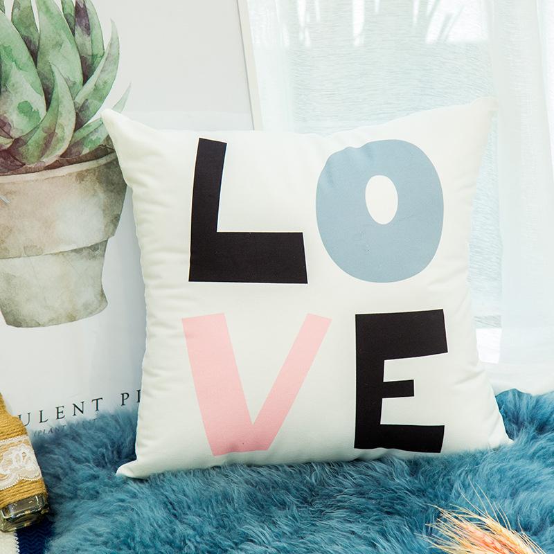 Geometric Pink Simple Fashion Pillow Modern Letter Cushion Ins Small Fresh Pillow Case Sofa Cushion Pillow