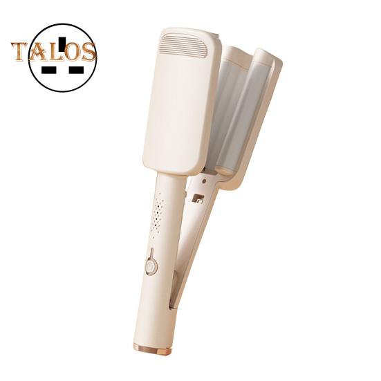 

32MM Big Wave Плойка V-подібна френч Waves Curling Wand Anti-Scald Кераміка Deep Waver Інструмент для укладання волосся для жінок UK бежевий