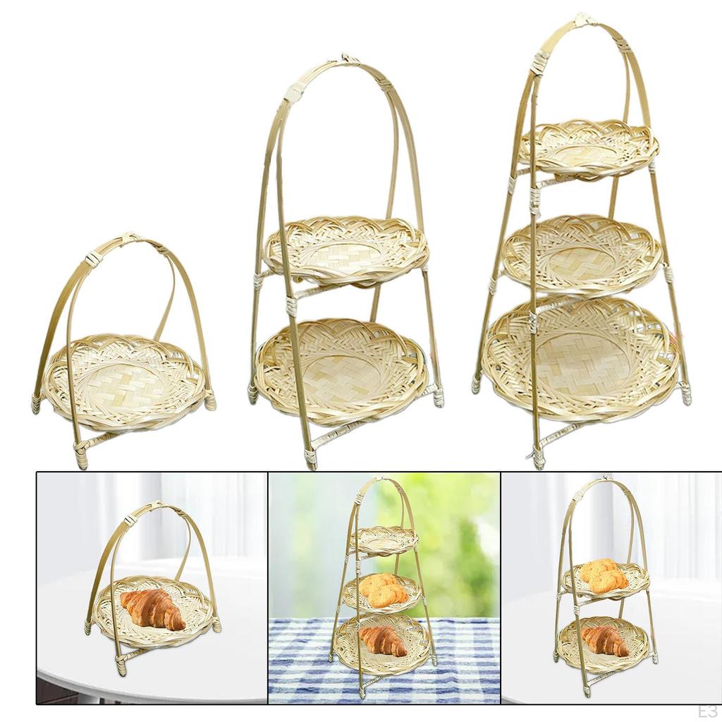 Bamboo Woven Fruit Basket Food Storage Rustic Bread Baking Tray Holder