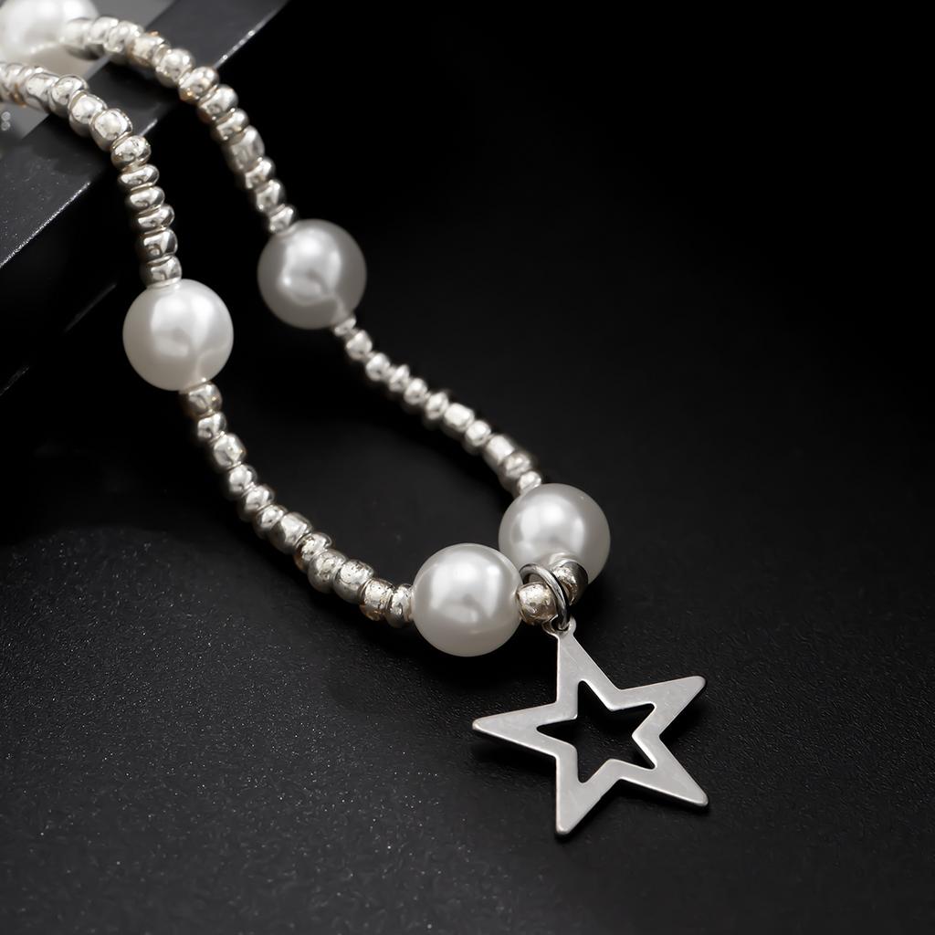 Collane con Catena di Perle Finte con Ciondolo a Stella Piccola Collana da Uomo alla Moda Collare Perline Accessori da Collo Gioielli di Moda 2026