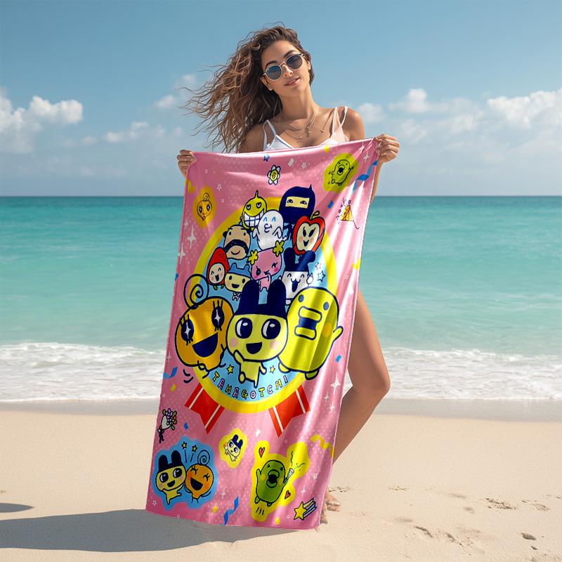 Proof Beach Towel with T-Tamagotchis Virtual Pet Pattern - Soft,absorbent,quick-drying,machine Washable - Perfect for Swimming,camping,bathing