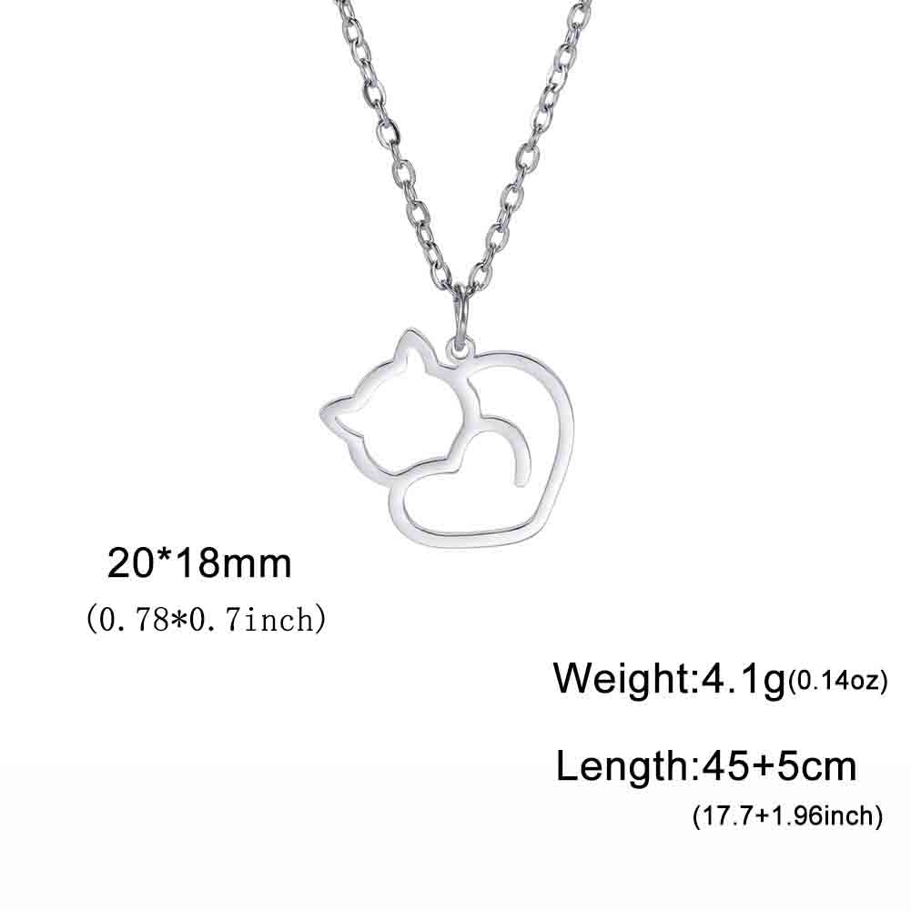 Cazador Cat Kitten Heart Paw Footprint Pendant Necklaces for Women Animal Jewelry Stainless Steel Neck Chain Necklace Gift 2026