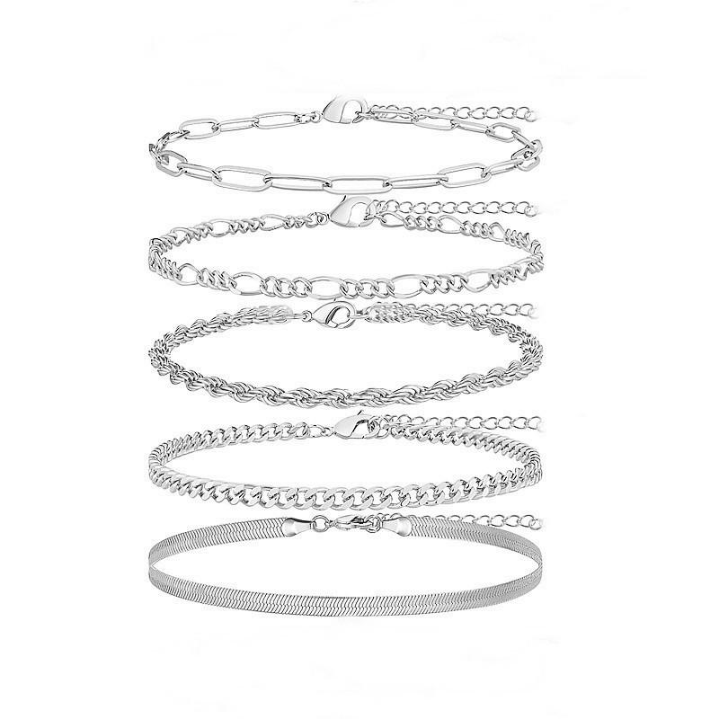 Trendy Multi-layer Sparkling Snake Bone Anklet Set
