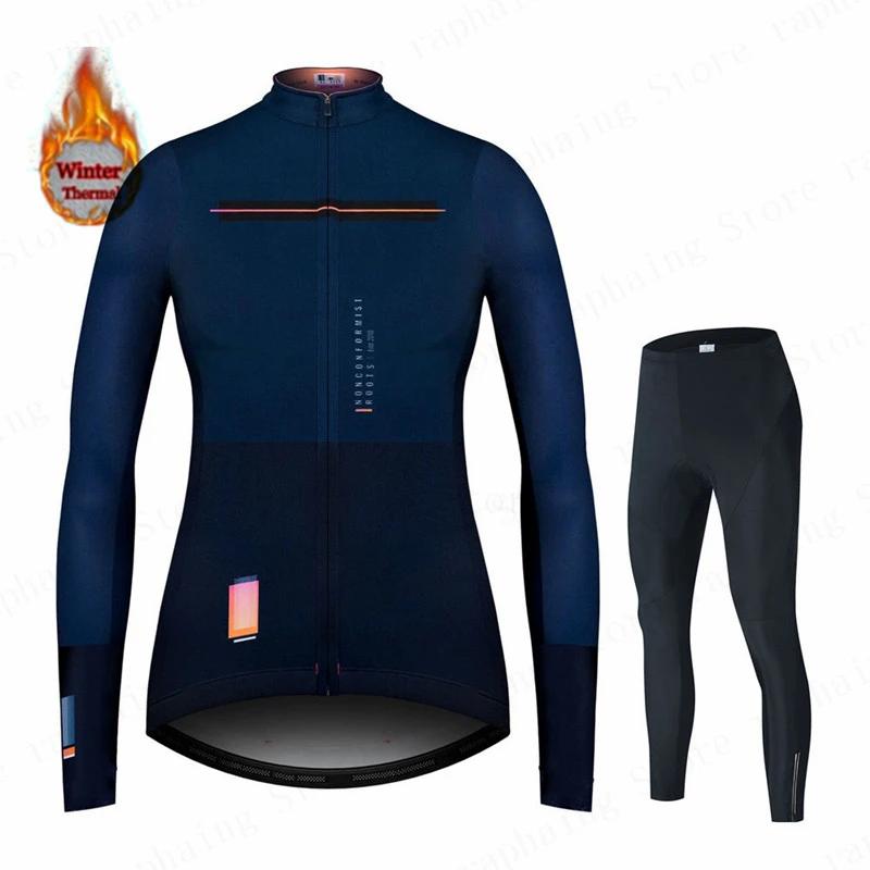 2026 Cycling Clothing Winter Women Long Sleeve Jersey Set Lady Thermal Fleece Road Bike Jacket Female Sportswear Warm Spain Suit