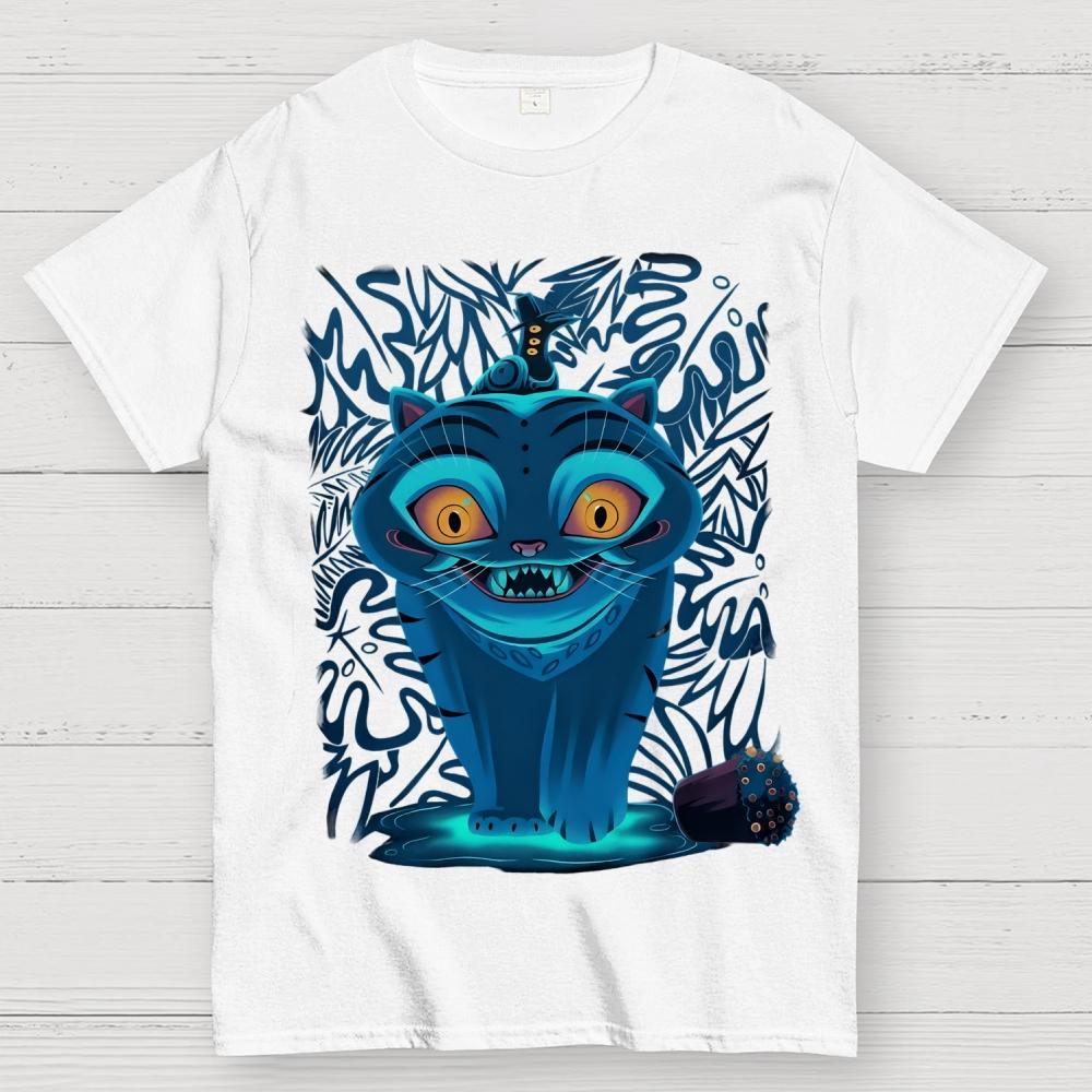 Superpower Blue Cat Unisex 100% Cotton Summer Casual Cool Loose T-Shirt