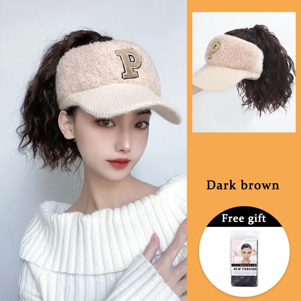 

Синтетичний кукурудзяний вус темно-коричневий капелюх перука 12 дюймів сонцезахисна перука подовжене кучеряве волосся 12inch