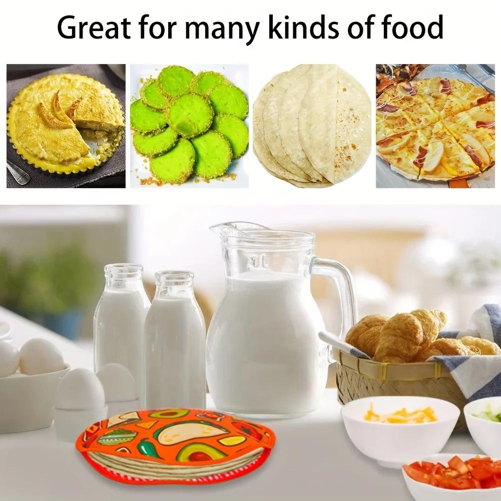 1Pc LDQ 12-Inch Insulated Tortilla Warmer Pouch - Microwave Safe, Keeps Tortillas Warm for Up to One Hour, Fruit Pattern Design