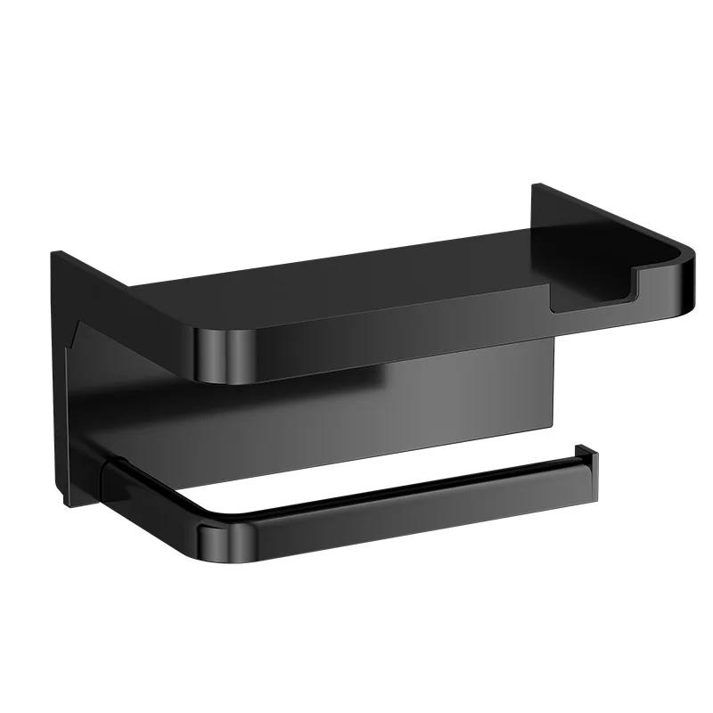 No-Drill Bathroom Toilet Paper Holder with Shelf, Wall Mounted Tissue Roll Dispenser for Bathroom, Multi-Functional Storage Rack