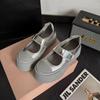 Fashion Versatile Silver Platform Big Head Shoes Women's 2025 New Spring and Summer Light Mouth Mary Jane Shoes Heightening Low-top Board Shoes
