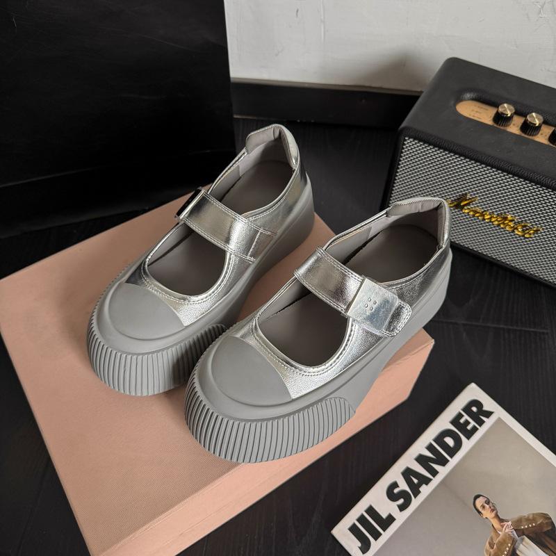

GGQQ summer new fashion platform sports Mary Jane shoes silver women s casual board shoes ballet style shoes 35