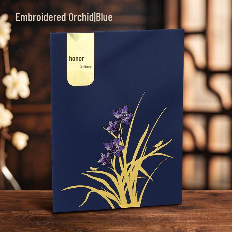 Custom Embroidery and Hot Stamping Award Certificate Cover with A4 Inner Page Printing