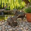 Vintage Copper Finish Garden Art Highland Yak Resin Figurines, Bronze Animal Statues, Weatherproof Sitting Set Farmhouse Decor for Living Room