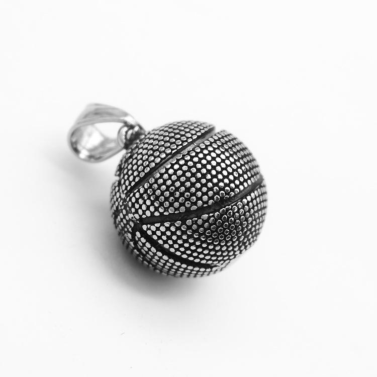European-American Punk Hip-Hop Rock-Style Titanium Basketball Necklace for Men & Couples