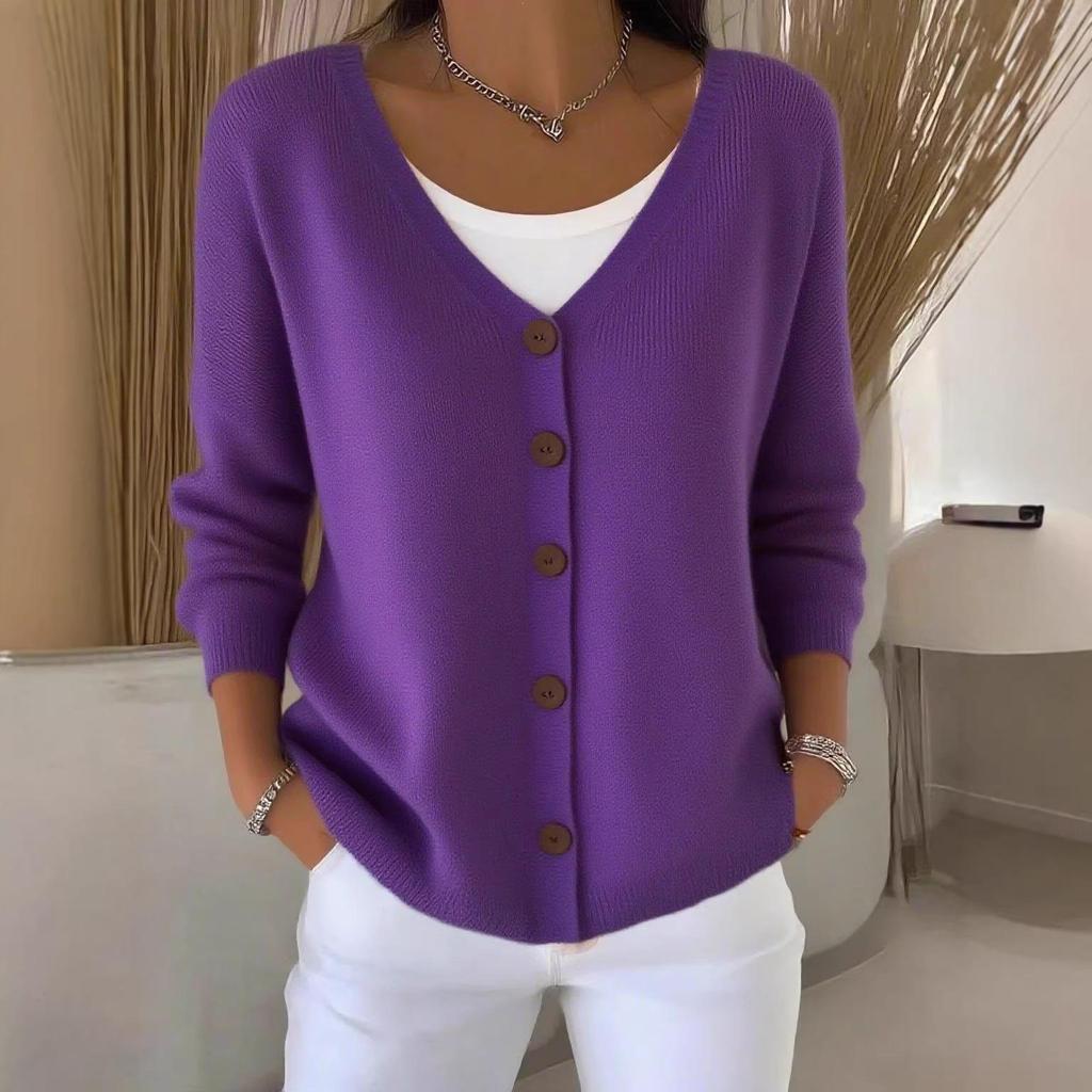 European & American Style Autumn/Winter Women's Solid Color Knit Cardigan Sweater Coat