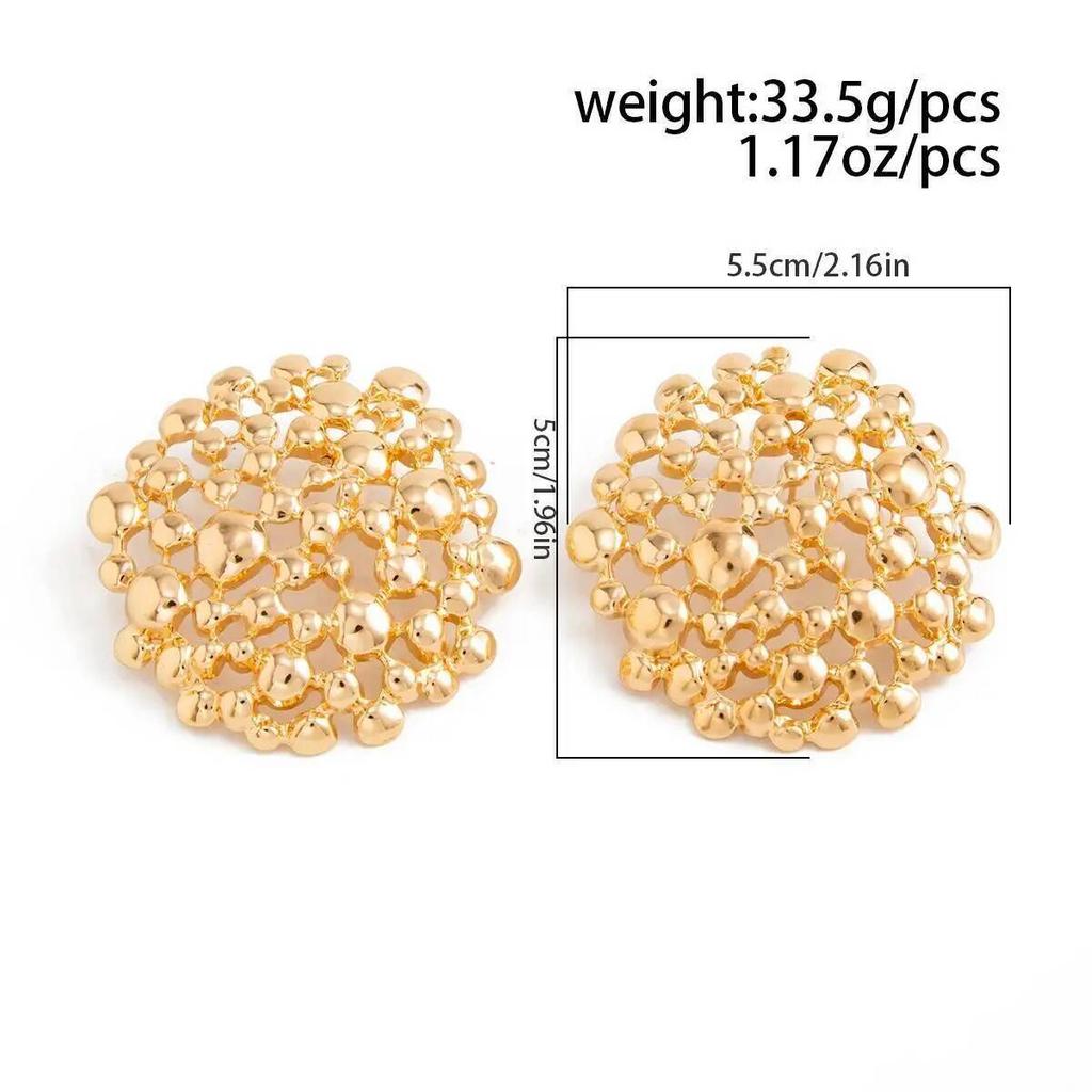 IngeSight.Z 1 Paar Vintage Geometrische Uitgesneden Ronde Stud Oorbellen Dames Trendy Gouden Kleur Piercing Oorbellen Sieraden 2026 Nieuw