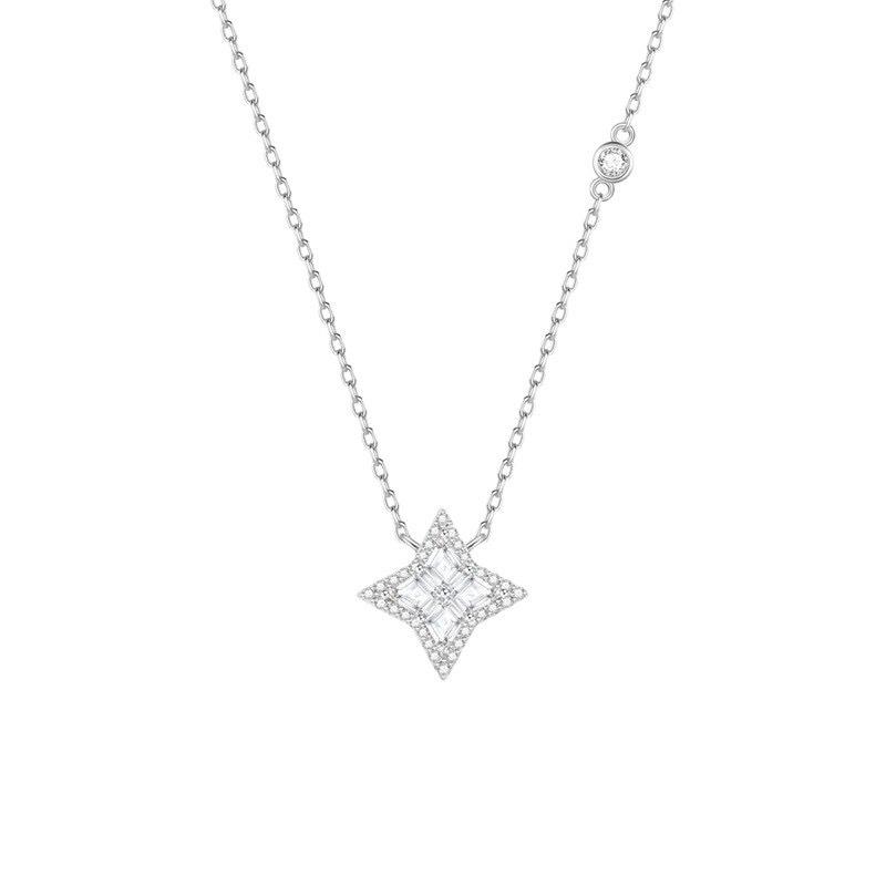 

Star Glimmer Rhombus Zircon Clavicle Necklace - Elegant Full Diamond Design for Women
