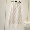 Knitted Midi Skirt for Winter Women Mid To Long Style with Crochet Lace A-line Wrapped Buttocks Skirt Thick Winter Skirt