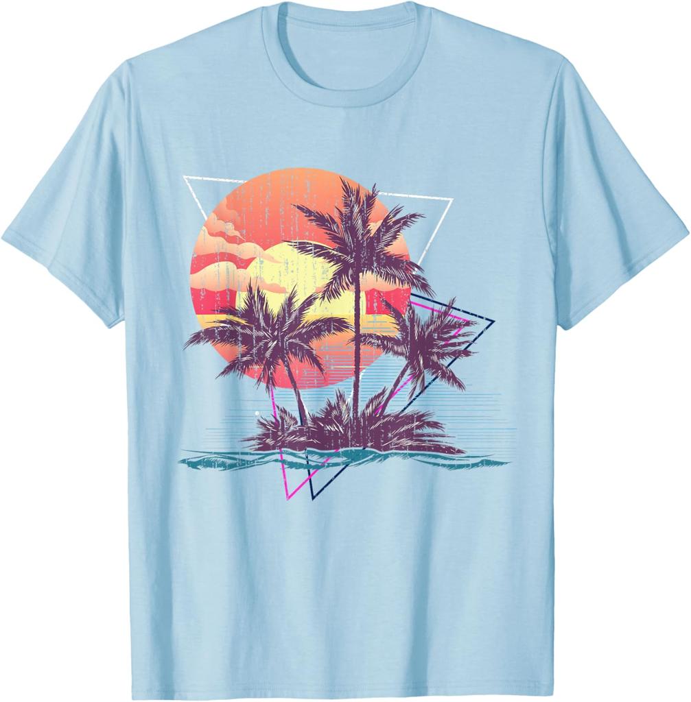 Retro Palm Trees Beach Sunset Tropical Summer TShirt