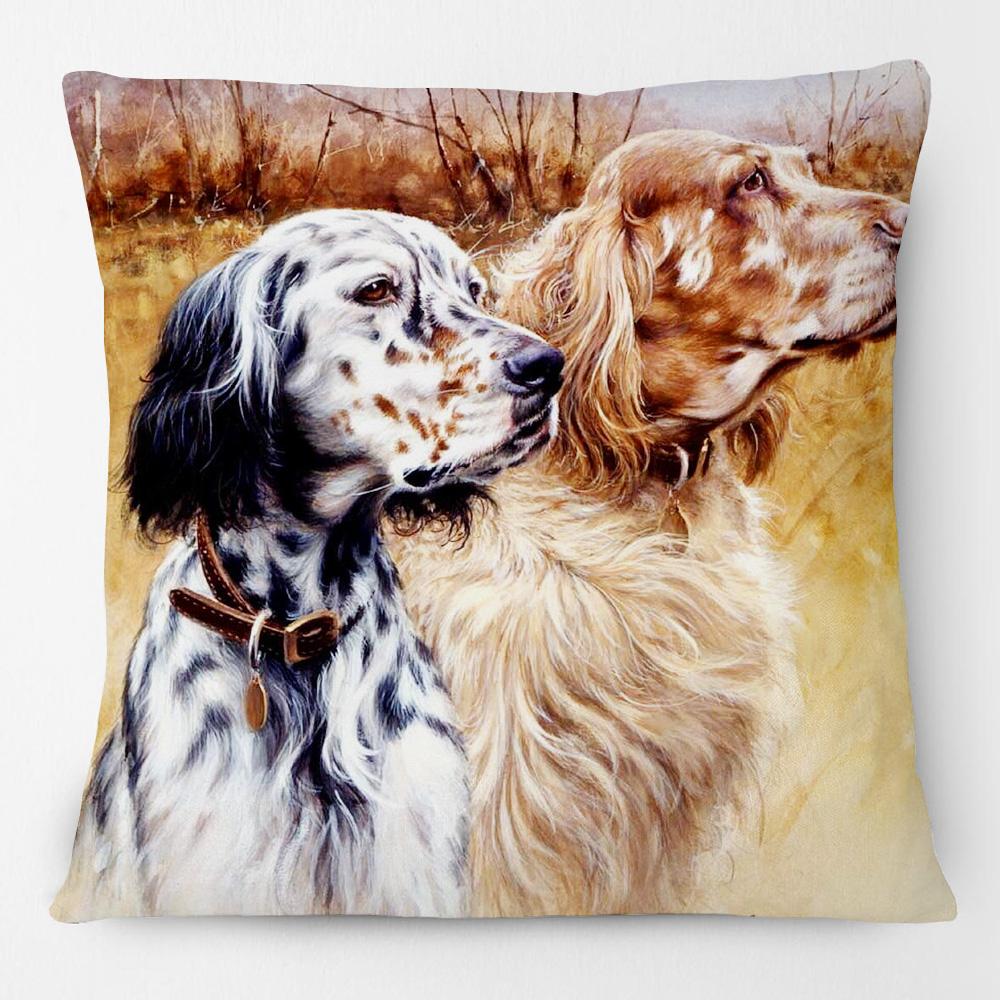 European Great Hunting Dogs Drahthaars Black Labrador Dog Poster Animals Painting Cushion Covers Decorative Pillowcase For Sofa