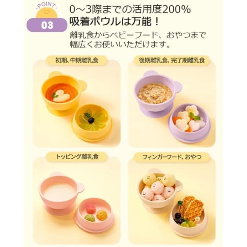 Reliev First Baby Food Suction Bowl, Honey Yellow, 5 Months To 24 Months, Comes with Suction Cup, Baby Food, Tableware, Baby Gift, Hard To Turn Over,