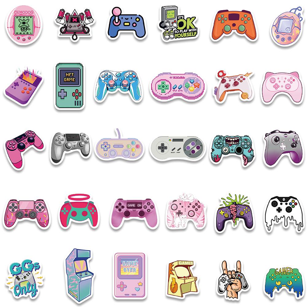60Pcs Funny Game Gamepad Controller Console Pink Stickers Waterproof Pad Skateboard Laptop Computer Car Sticker Kids Toys