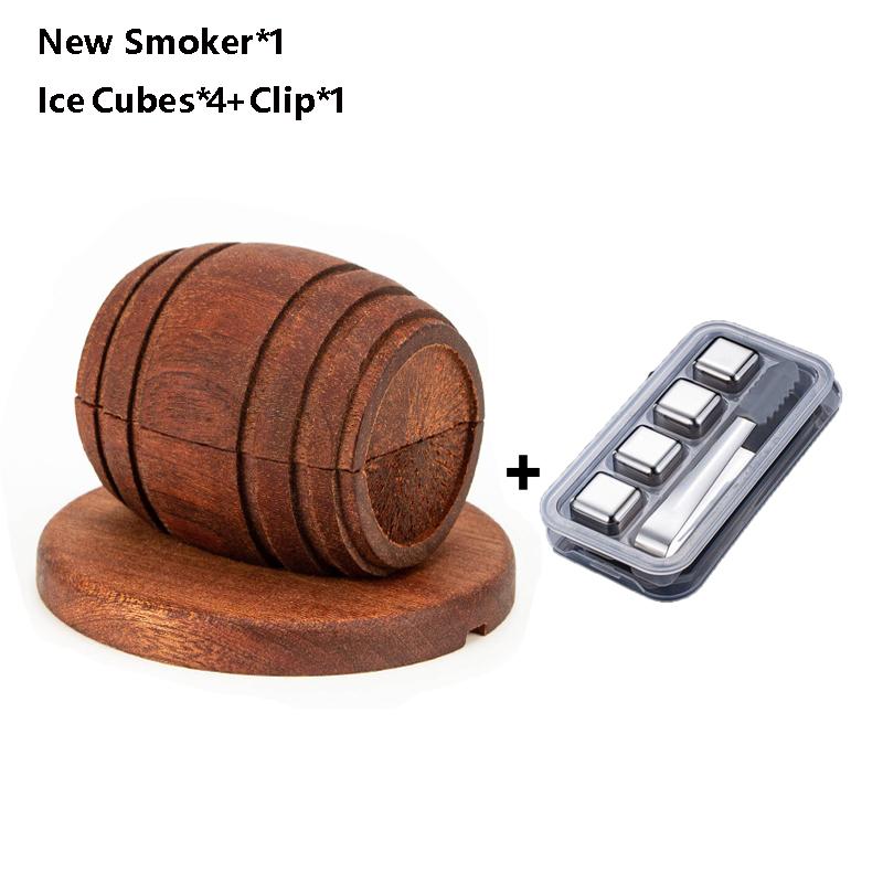Neues Modell Fass Cocktail Räucherset mit Holzchips - 4 Geschmacksrichtungen Old Fashioned Getränkeräucher Infuser für Bargetränke Küche