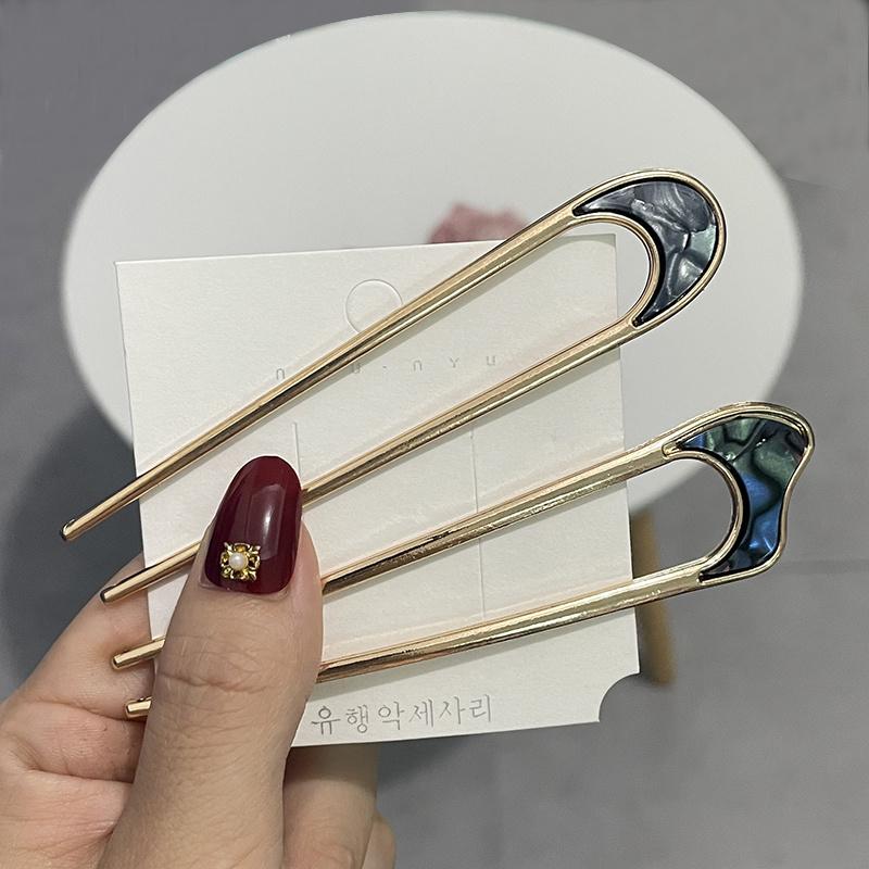 U-Shaped Hair Fork Fashion Tortoiseshell Acetate Hairpin Women Geometric Headwear Hair Sticks Girls New Hair Clips Accessories