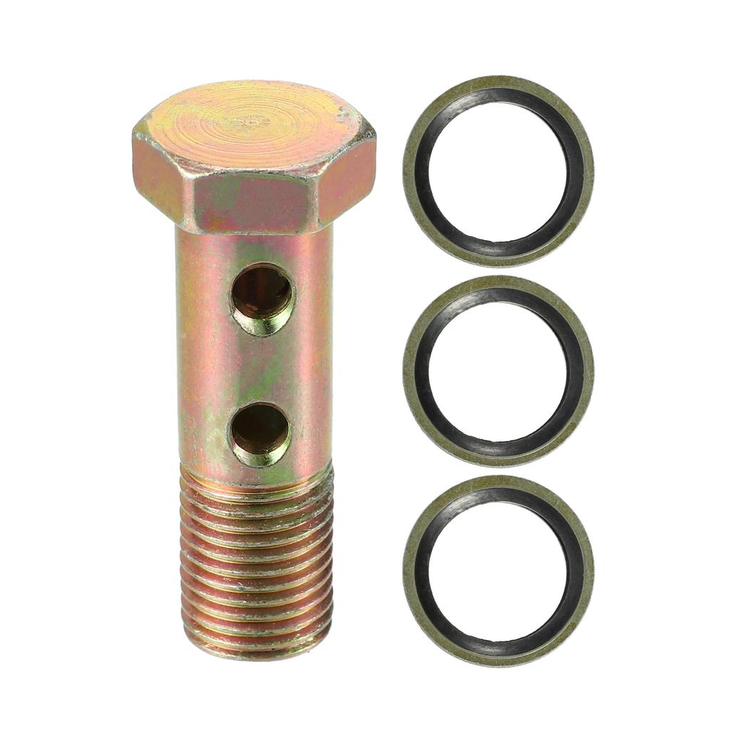 VekAuto Double Banjo Bolt Kit M14x1.5 51mm Length Metric Thread Turbo Brake Line Fitting