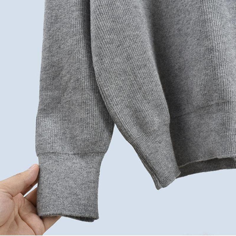 Round Neck Side Loose Zip Long Sleeves Autumn and Winter Knitting Sweater Pullover Bottoming Shirt Asymmetrical Women's Clothing Tops