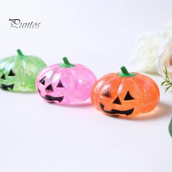 Pumpkin Stress Relievers 1/4Pcs Halloween Relief Toy, Smiling Head Squeeze Toy Clear Glitter Office Desk for Relieve Anxiety Slow Rebound Toys