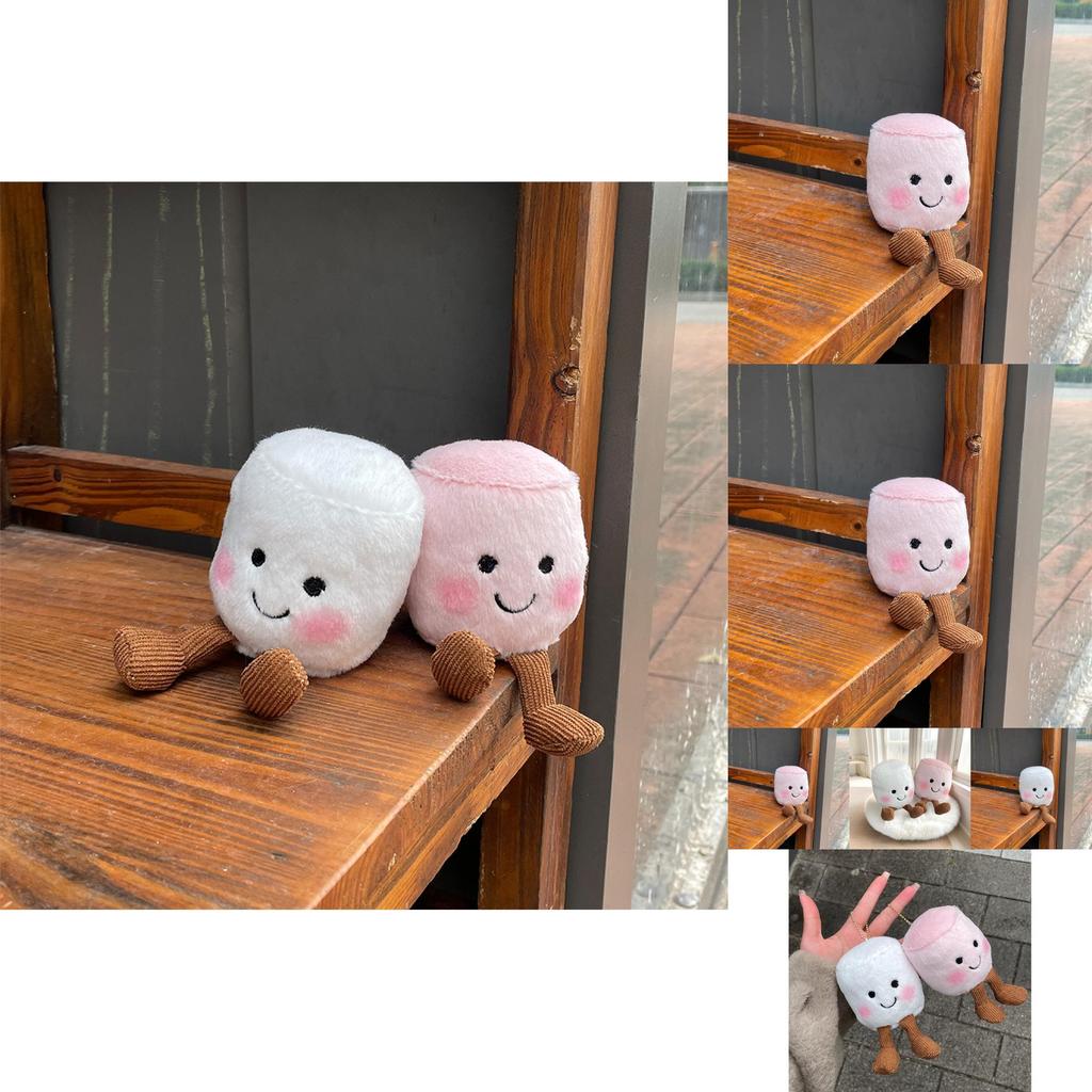 Adorable Soft And Creative Two-tone Marshmallow Plush Keychain Doll For Couples