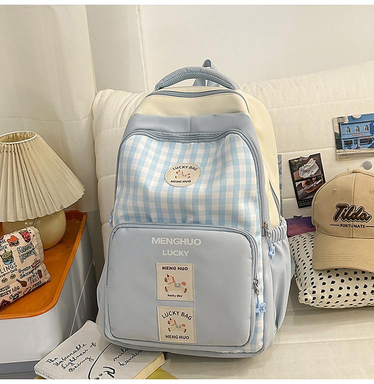Schoolbag Girl Small Fresh Junior High School Student Schoolbag Ins Style Pattern Cute Lightweight Campus Backpack Versatile Tutoring Bag