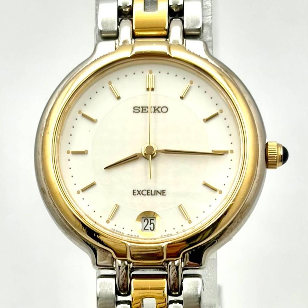 Used [New battery] SEIKO EXCELINE ladies watch date 5E42-6A30 399235