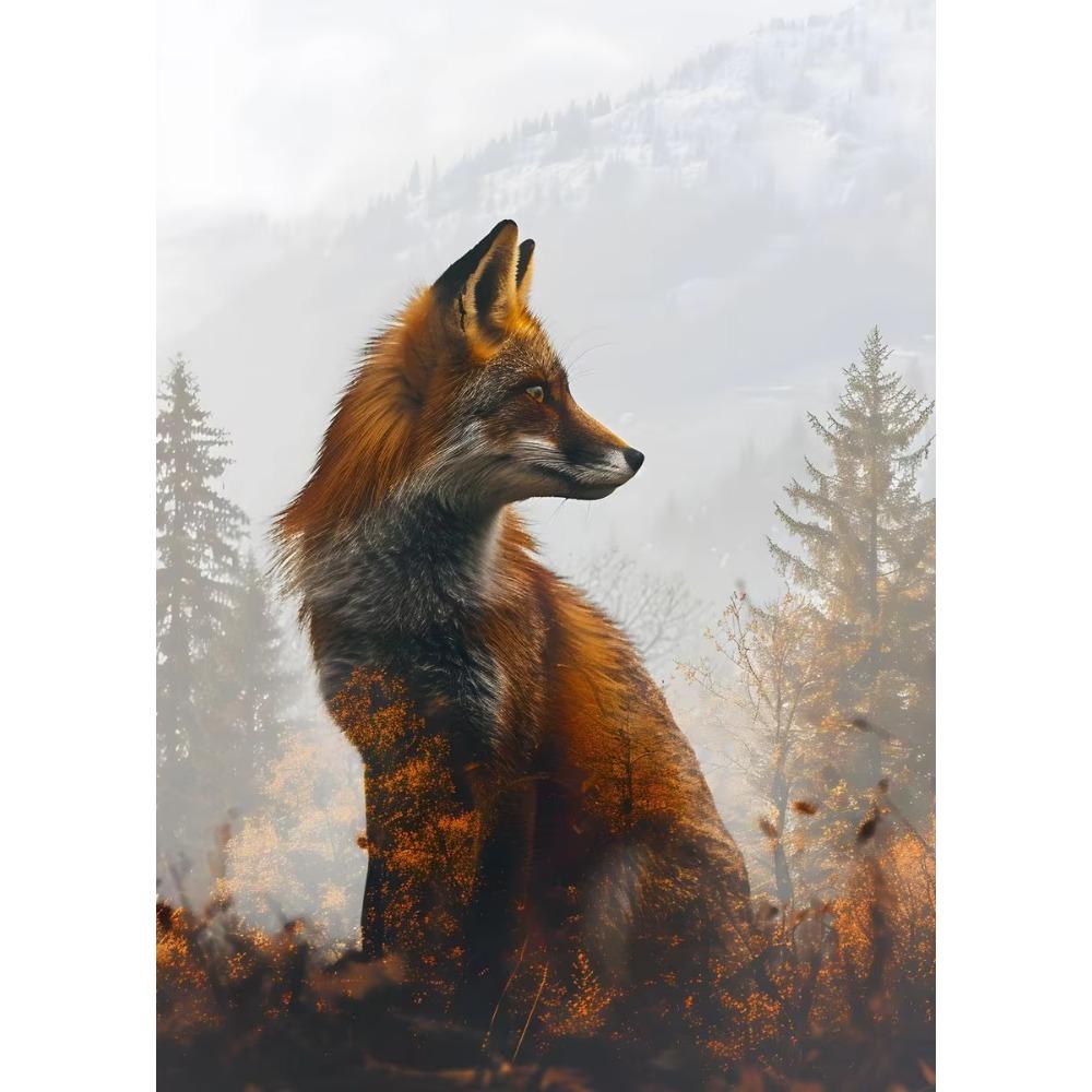 Animal and Forest Poster Eagle Wolf Tiger Lion Cat Panda Fox Tree Canvas for Living Room Home Decor Wall Art Mural