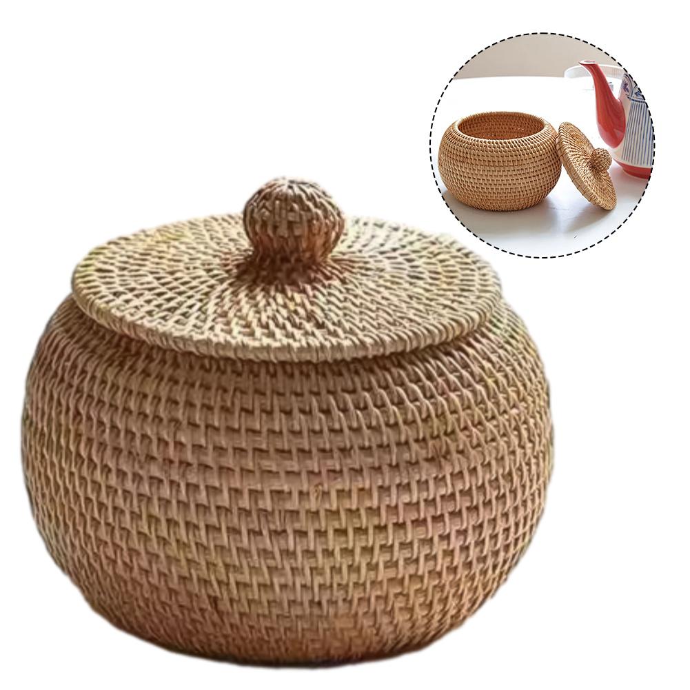 Aufbewahrungskorb aus Rattan 15*15*12cm 1 Stück Multifunktional Vietnamesische Herbstrebe A Schachfiguren Nagelneu