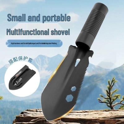 Compact Multifunctional Outdoor Shovel - Portable for Military, Camping, Gardening, Self-Defense, Vehicle Mounting, and Fishing.