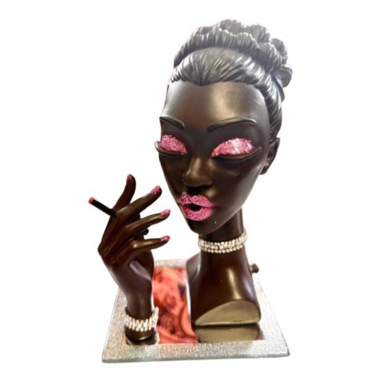 

Чорношкіра жінка, курильниця, леді, голова, конус, тримач для ароматичних паличок, домашній офіс, кімната для йоги, медитації, прикраса робочого столу, орнамент рожевий