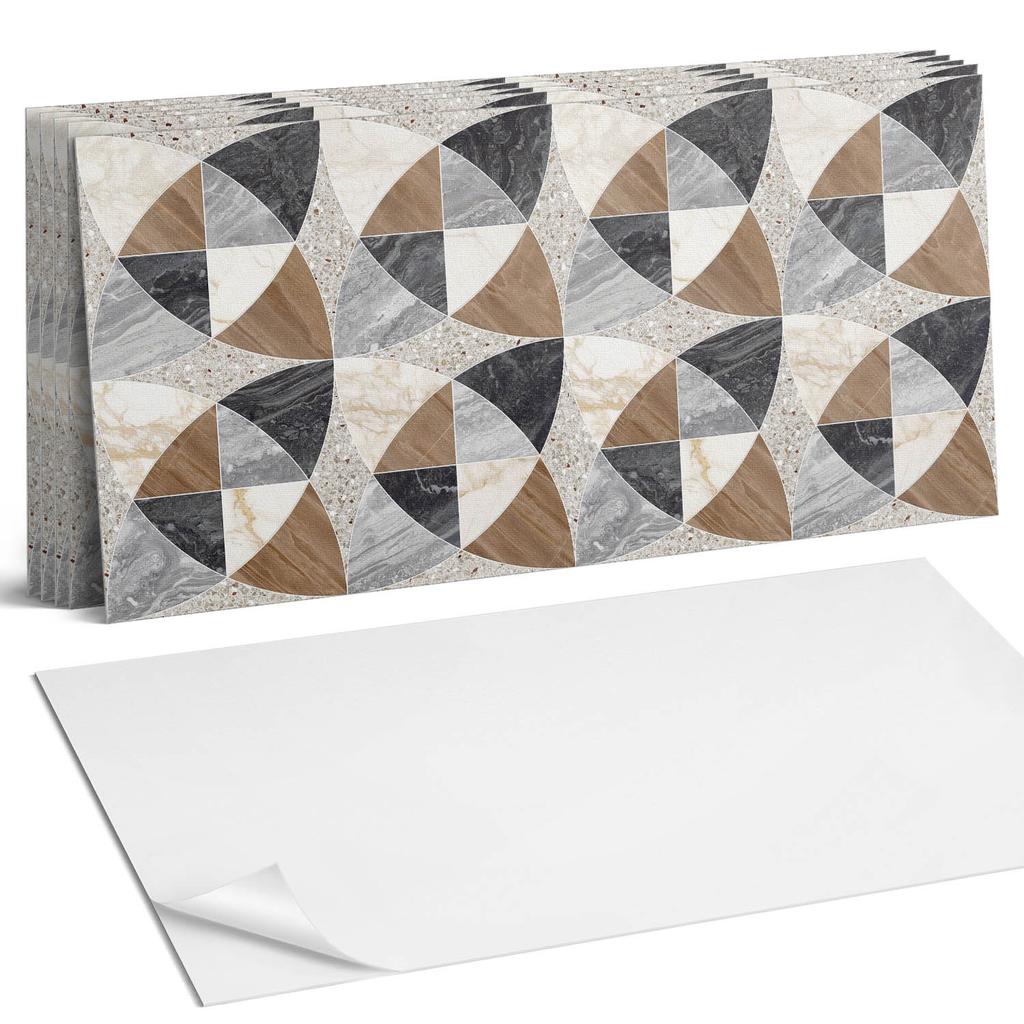Printed Vinyl Tiles - Bedroom Decoration Geometric Tile Pattern 6X60X30 Cm