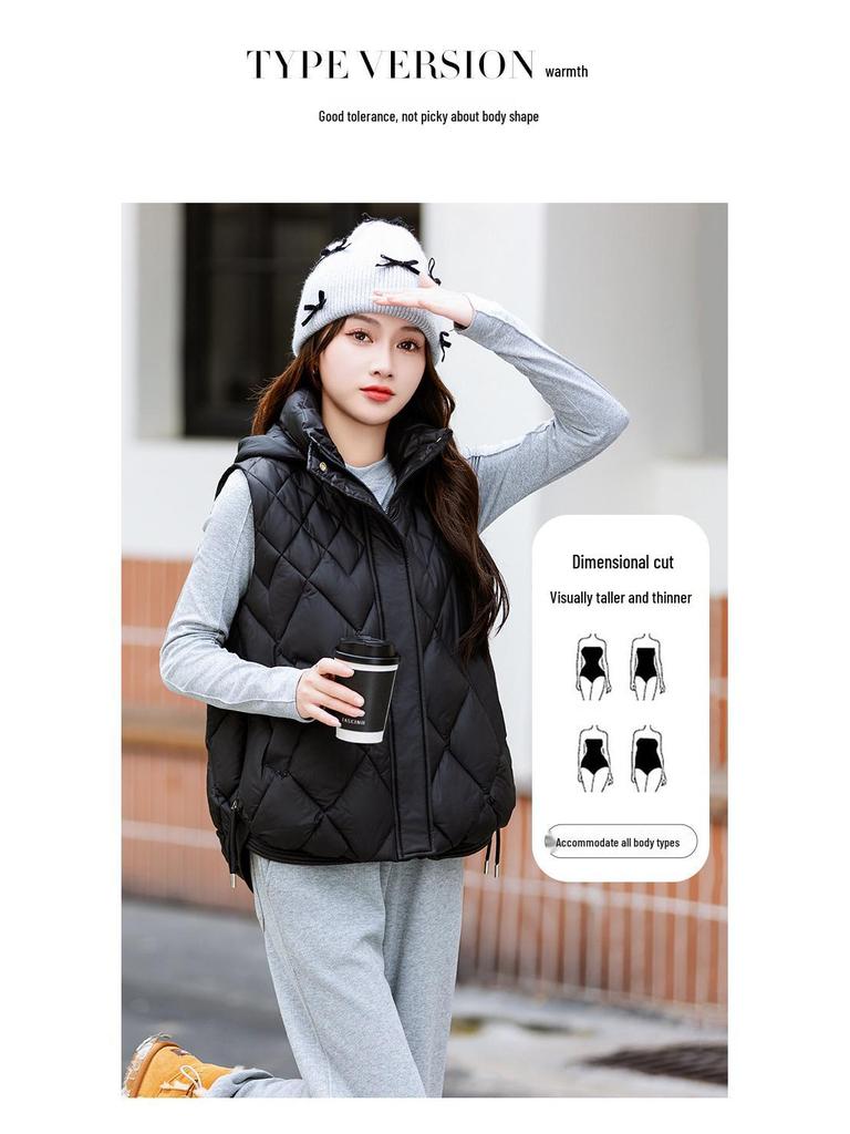Gilet Matelassé à Capuche pour Femme Automne/Hiver 2024, Court Gilet Matelassé