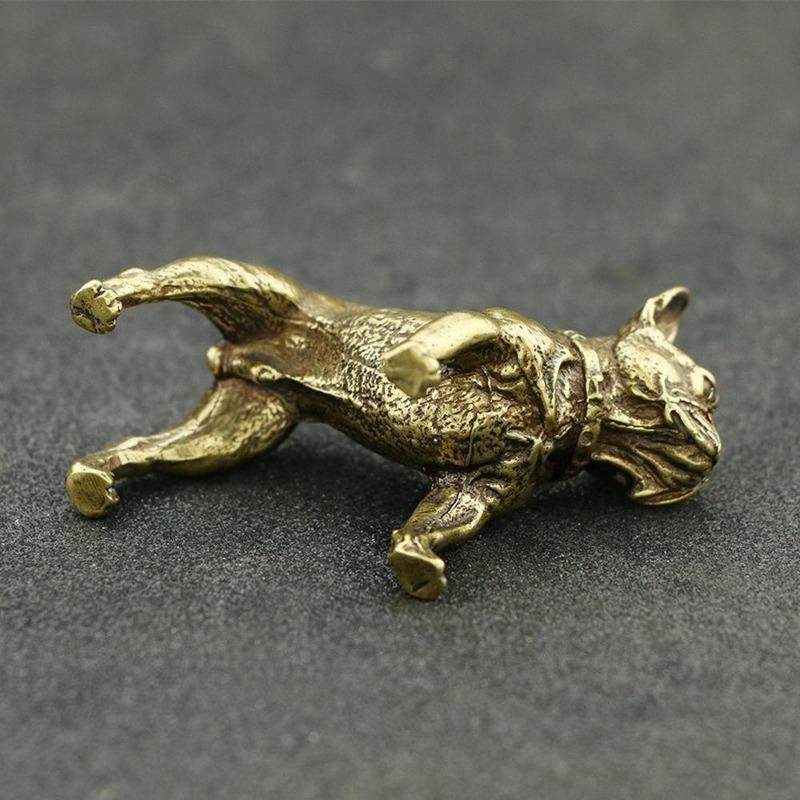 Copper Desk Ornaments Bulldog Miniatures Figurines Handmade Retro Brass Animal Pet Dog Statue Home Decorations Accessories Craft