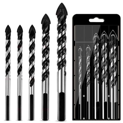 Jeu de forets à pointe en carbure de tungstène 5 pièces/ensemble pour carrelage, béton, brique, verre, plastique et bois-idéal pour l'installation de miroirs muraux et de carreaux de céramique