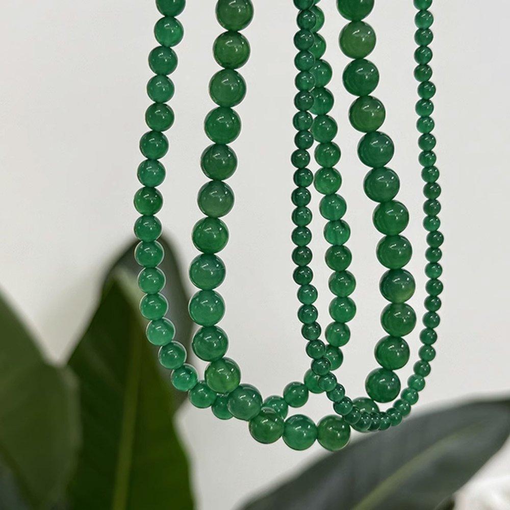 Kalinna Green Onyx Gemstone Beaded Silver 925 Necklace