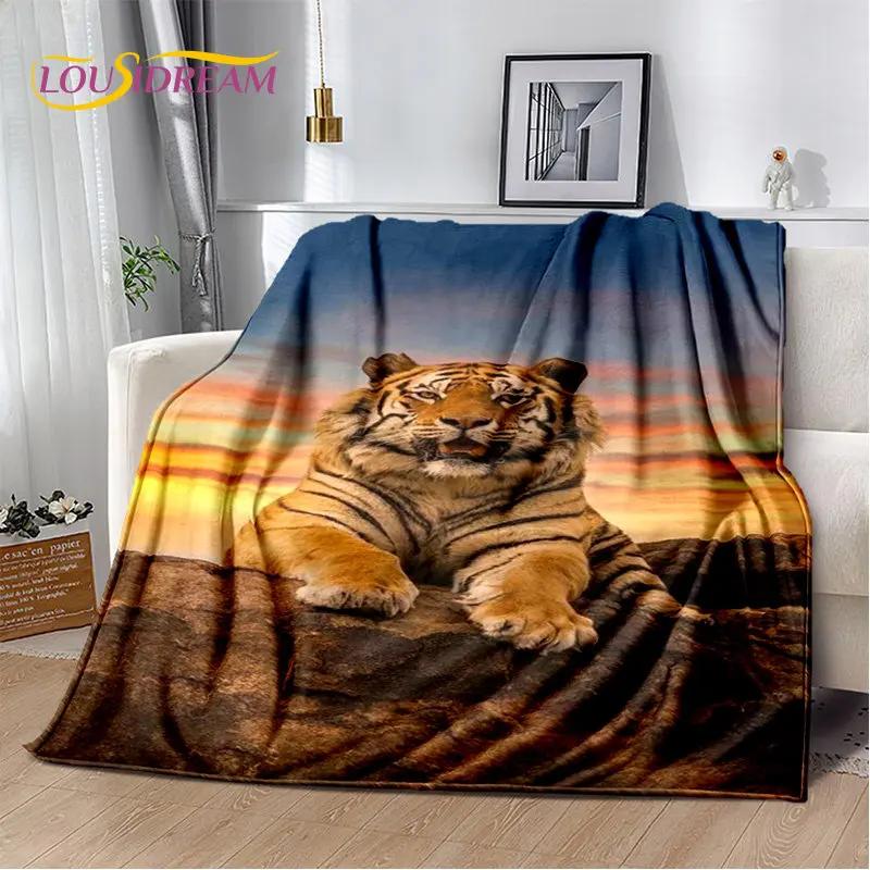 Tiertier-Tiger, Säbelzahn-Cartoon, weiche Plüschdecke, Flanelldecke, Überwurfdecke für Wohnzimmer, Schlafzimmer, Bett, Sofa, Picknick