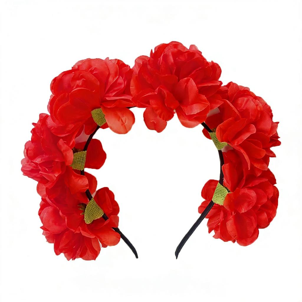 Kids Flower Crown Colorful Floral Hair Hoop Decorative Flower Hairband Realistic Artificial Rose Flower Headband For Beach Trips
