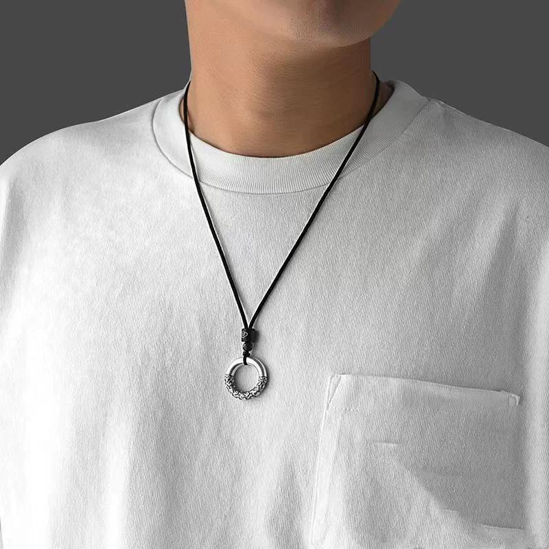 Lucky Transshipment Xiangyun Ping An Buckle Pendant Retro Ethnic Style Male and Female Couples Personality Simple Silver Jewelry