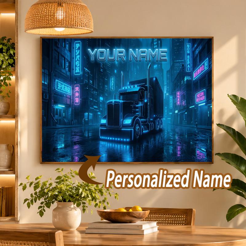Custom Name Freightliner 5D Diamond Painting Personalized Full Drill Diamond Art Kit Gift
